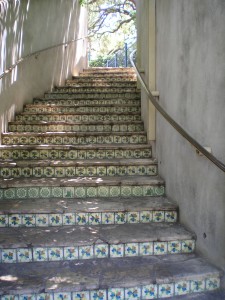 cement steps with tiles