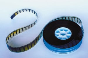 Movie film on a spool